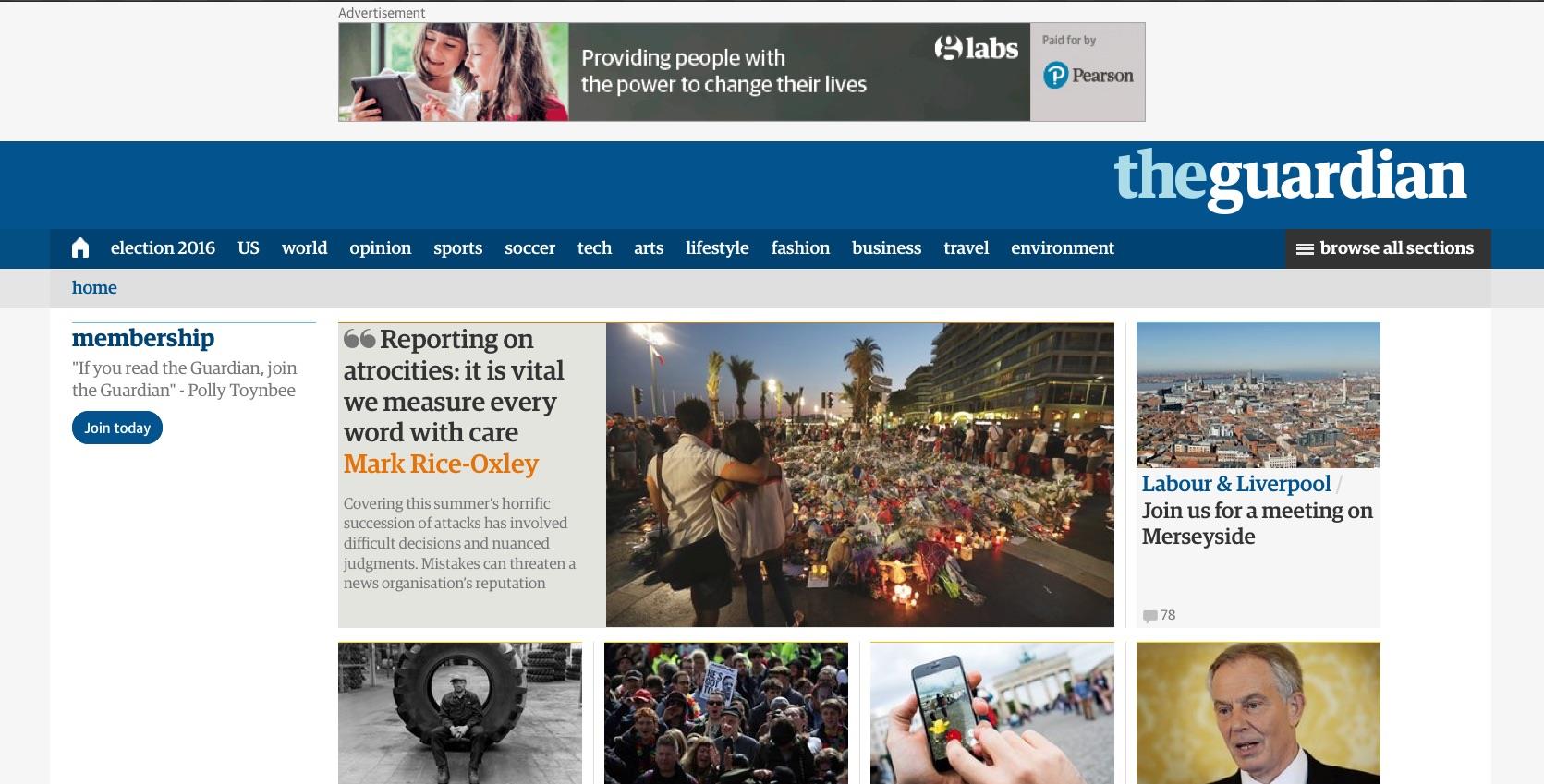 The Guardian homepage ()
