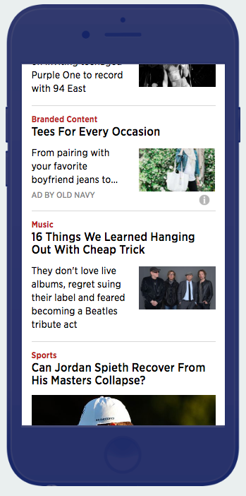 Sharethrough native advertising example on smartphone ()