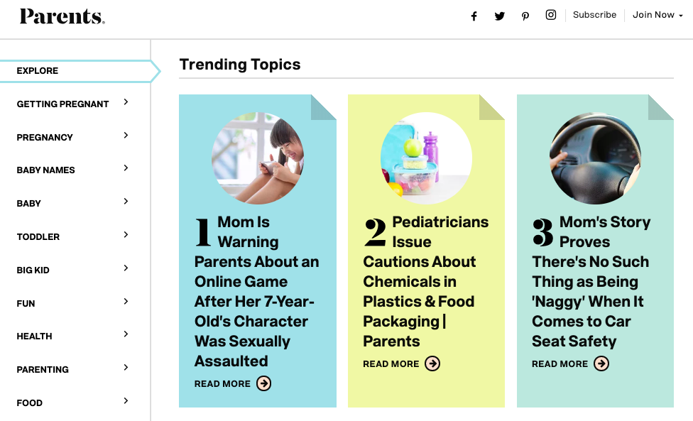 Parents magazine content ()