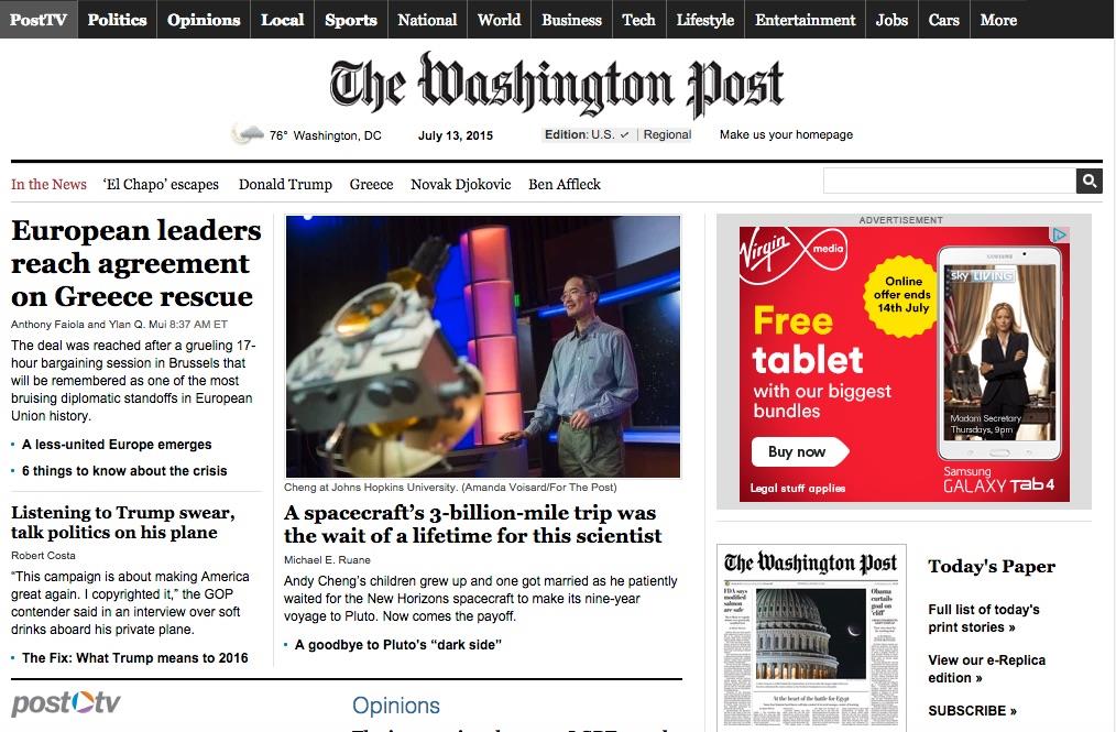 Washington Post homepage ()