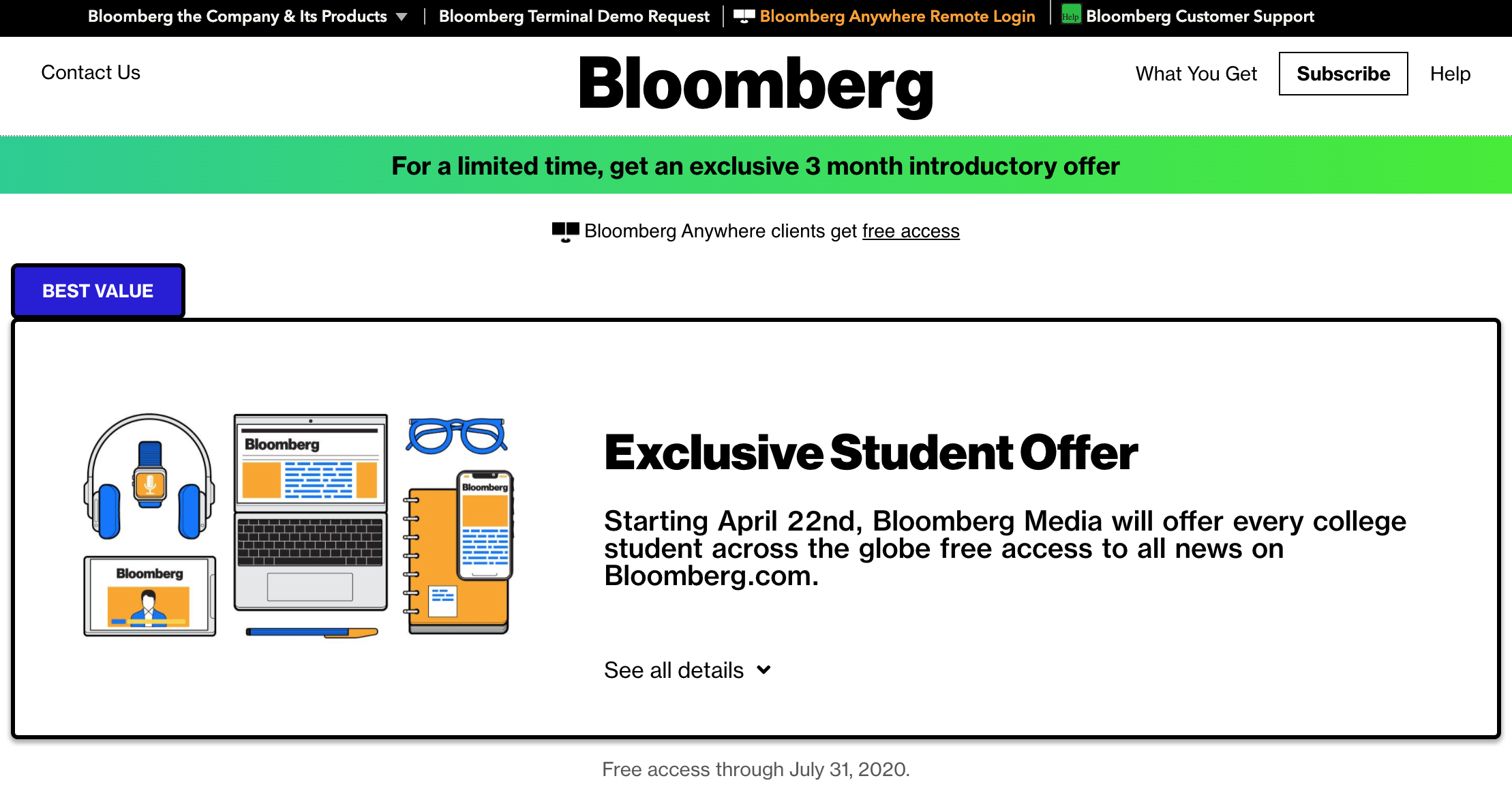 Bloomberg student offer ()