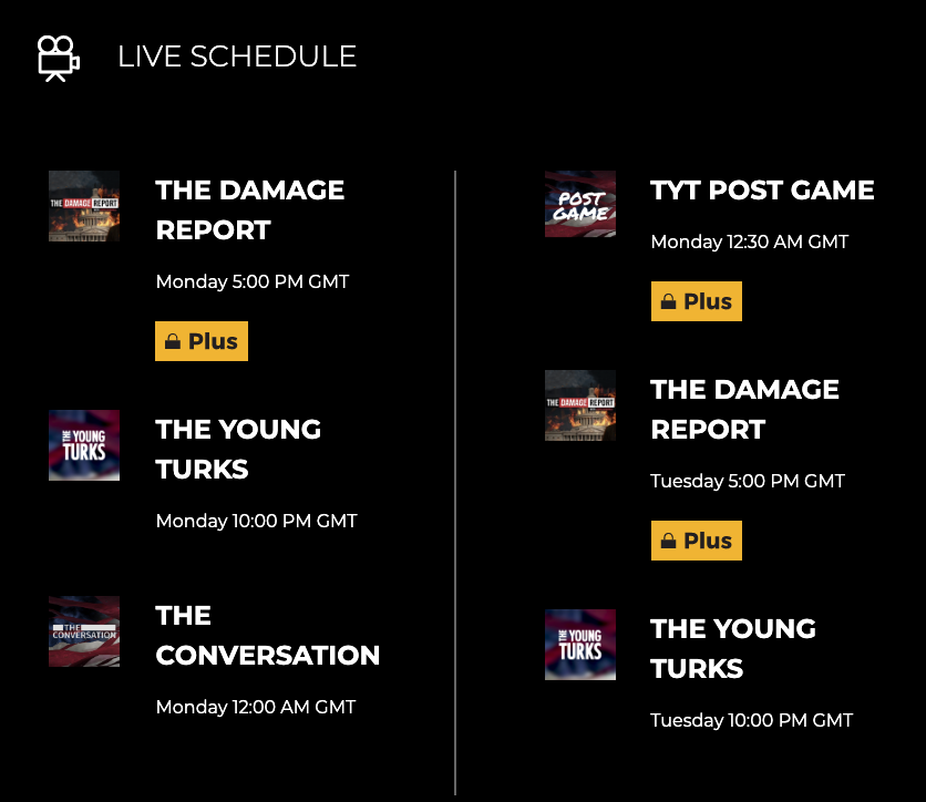 TYT live schedule ()