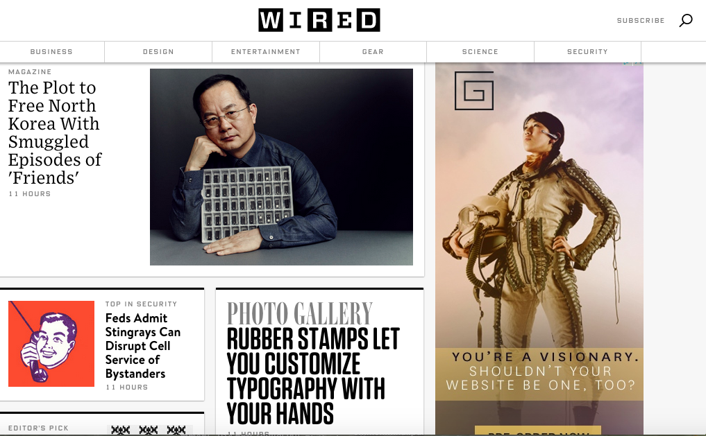 Wired homepage ()